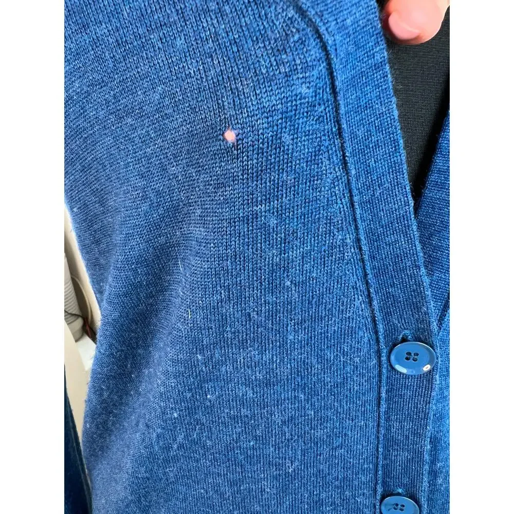 J Crew Classic Merino Wool Long Cardigan Sweater Blue Long Sleeve V-Neck S Small